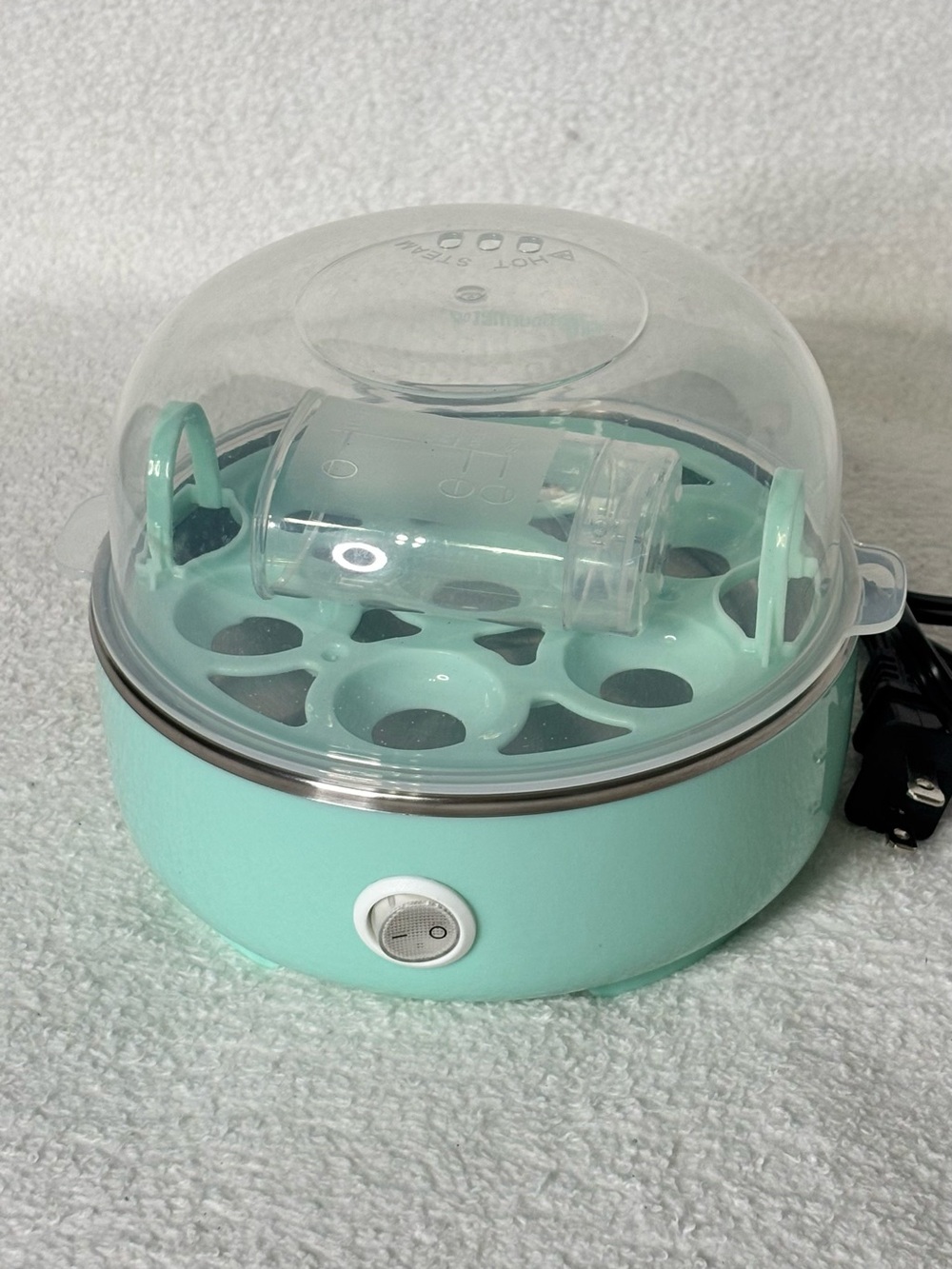 Mint Green Electric Egg Cooker with Transparent Lid